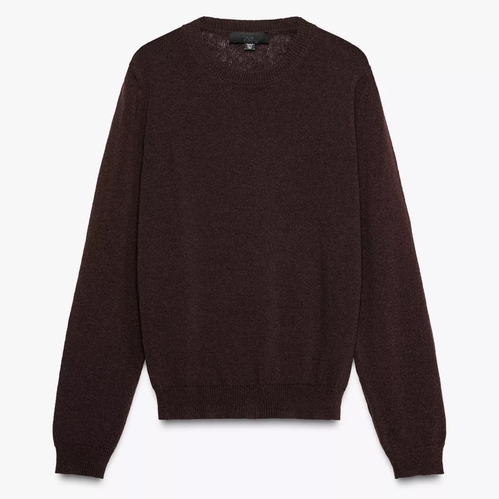 Zara Rustic Basic Knit Brown Sweater Small New - image 4
